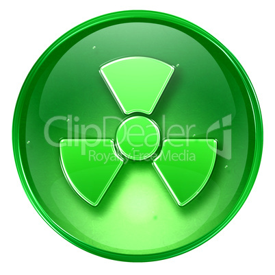 Radioactive icon green, isolated on white background.