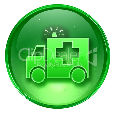 First aid icon green, isolated on white background.