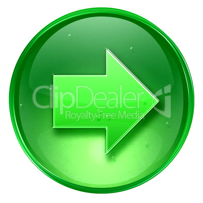 Arrow right icon green, isolated on white background.