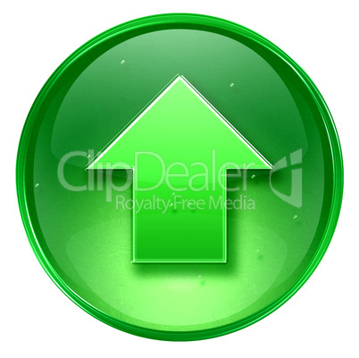 Arrow up icon green, isolated on white background.