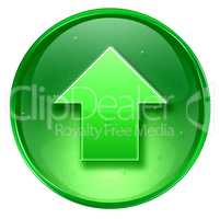 Arrow up icon green, isolated on white background.