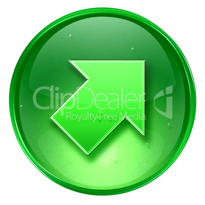 Arrow icon green, isolated on white background