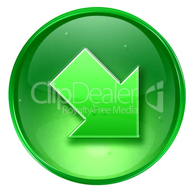 Arrow icon green, isolated on white background