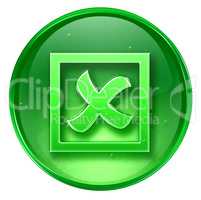 close icon green, isolated on white background.