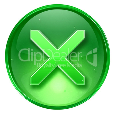 close icon green, isolated on white background.