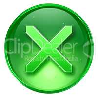 close icon green, isolated on white background.