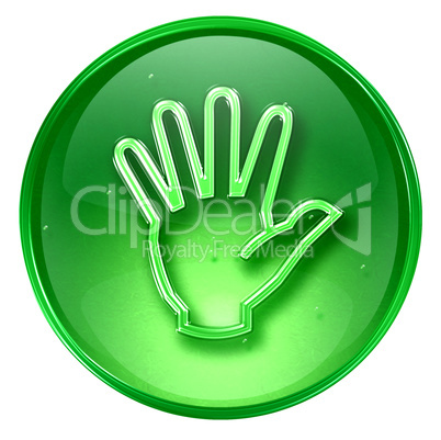 hand icon green, isolated on white background.
