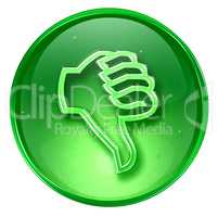 thumb down icon green, isolated on white background.