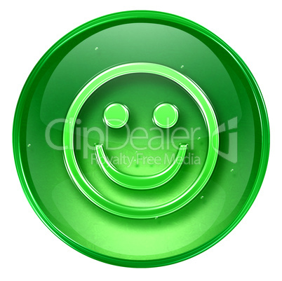 Smiley Face green, isolated on white background.
