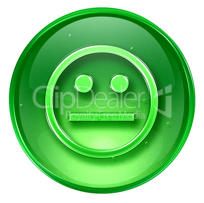 Smiley Face green, isolated on white background.