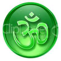 Om Symbol icon green, isolated on white background.