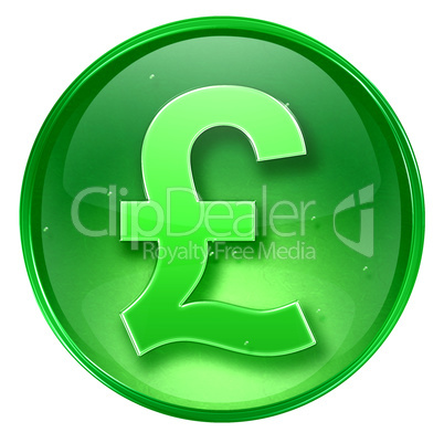 Pound icon green, isolated on white background