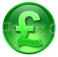Pound icon green, isolated on white background