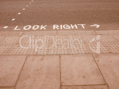 Look right sign vintage
