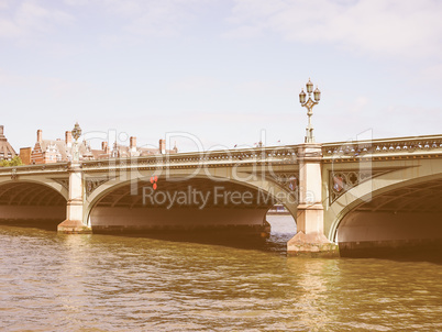 Retro looking Westminster Bridge in London