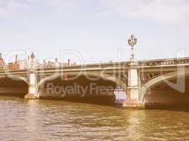 Retro looking Westminster Bridge in London