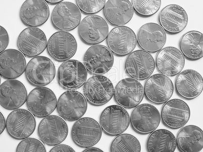 Black and white Dollar coins 1 cent