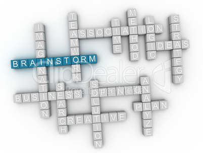 3d image Brainstorm word cloud concept