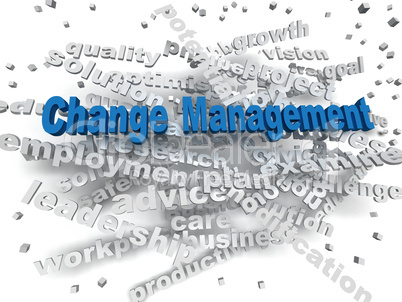 3d image Change Management word cloud concept