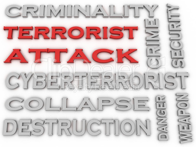 3d image Terrorist Attack word cloud concept