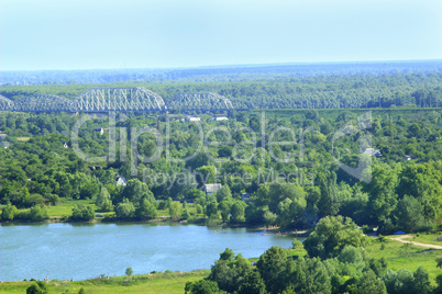 beautiful view to country houses at picturesque lake