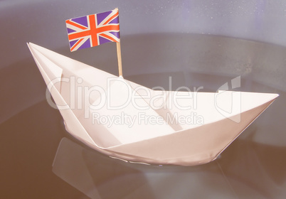 Paper ship with UK Flag vintage