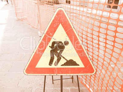 Roadworks sign vintage