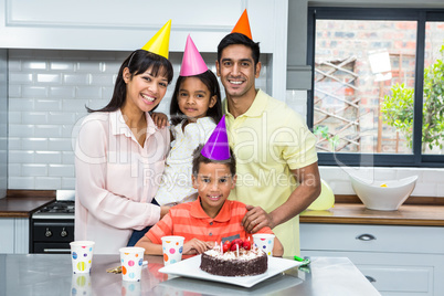 Happy family celebrating a birthday