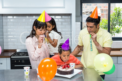 Happy family celebrating a birthday