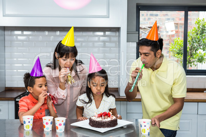 Happy family celebrating a birthday