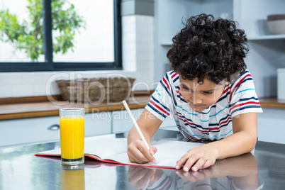 Cute child doing homework