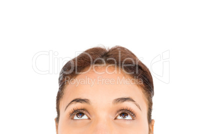 Cropped image of woman looking up