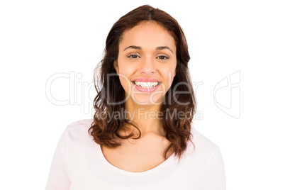 Smiling woman posing for camera Smiling woman posing for camera