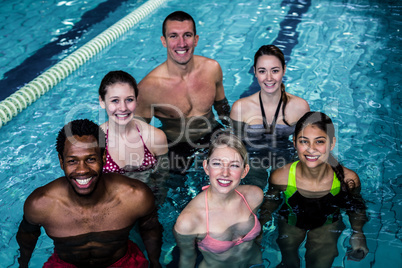 Fitness group doing aqua aerobics