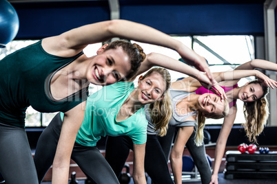 Fitness class doing exercises