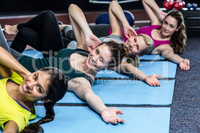 Fitness class doing exercises