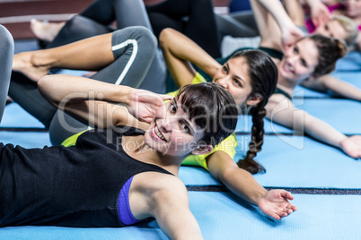 Fitness class doing exercises