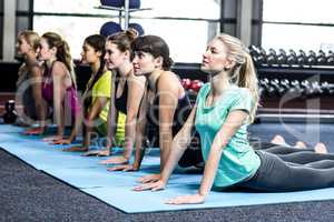 Fitness class doing exercises