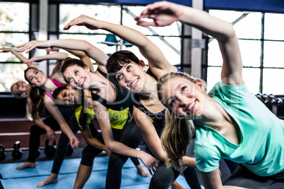 Fitness class doing exercises