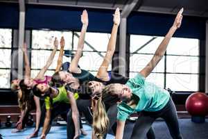 Fitness class doing exercises