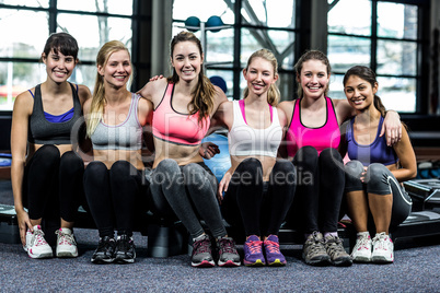 Group of woman dancer sitting