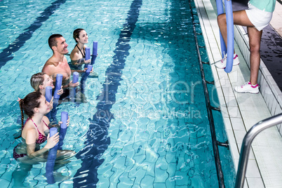 Fit group doing aerobical excercises