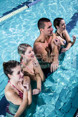 Fitness group doing aqua aerobics