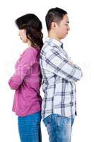 Annoyed couple with backs to each other