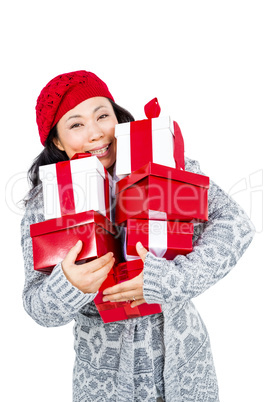 Portrait of woman carrying gifts