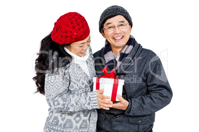 Happy couple with present