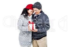 Happy couple with gift