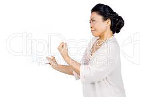 Angry woman shaking her fist