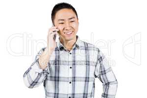 Asian man making a phone call