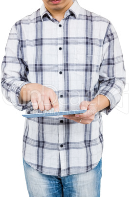 Asian man using tablet pc